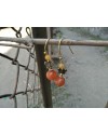 Alphabey's Orange & Yellow Agate Stone Butterfly Patterned Gold Plated Brass Earrings For Women